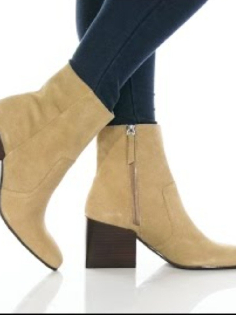 Women’s Tan Suede Zip Ankle Boots -:Waterproof Size 11M